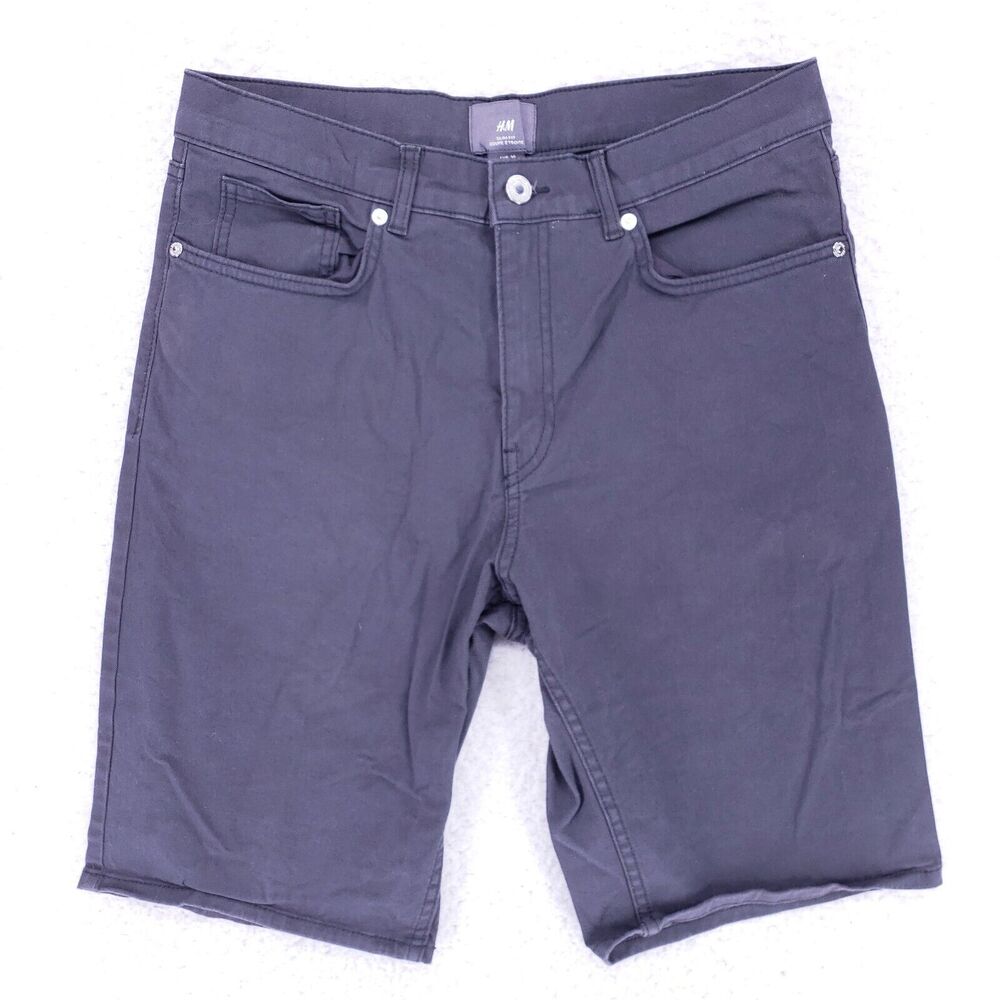 H&M Jean Shorts Denim Cotton Mens SZ 30 Gray Straight VTG Baggy 90s Casual Y2K